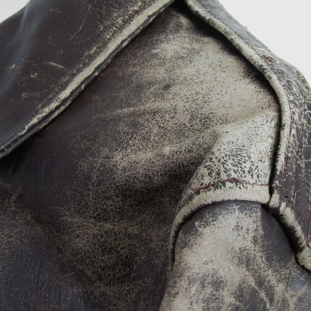 VTG 50s Montclair M HORSEHIDE Bomber Jacket Distressed Rancher Front Quarter
